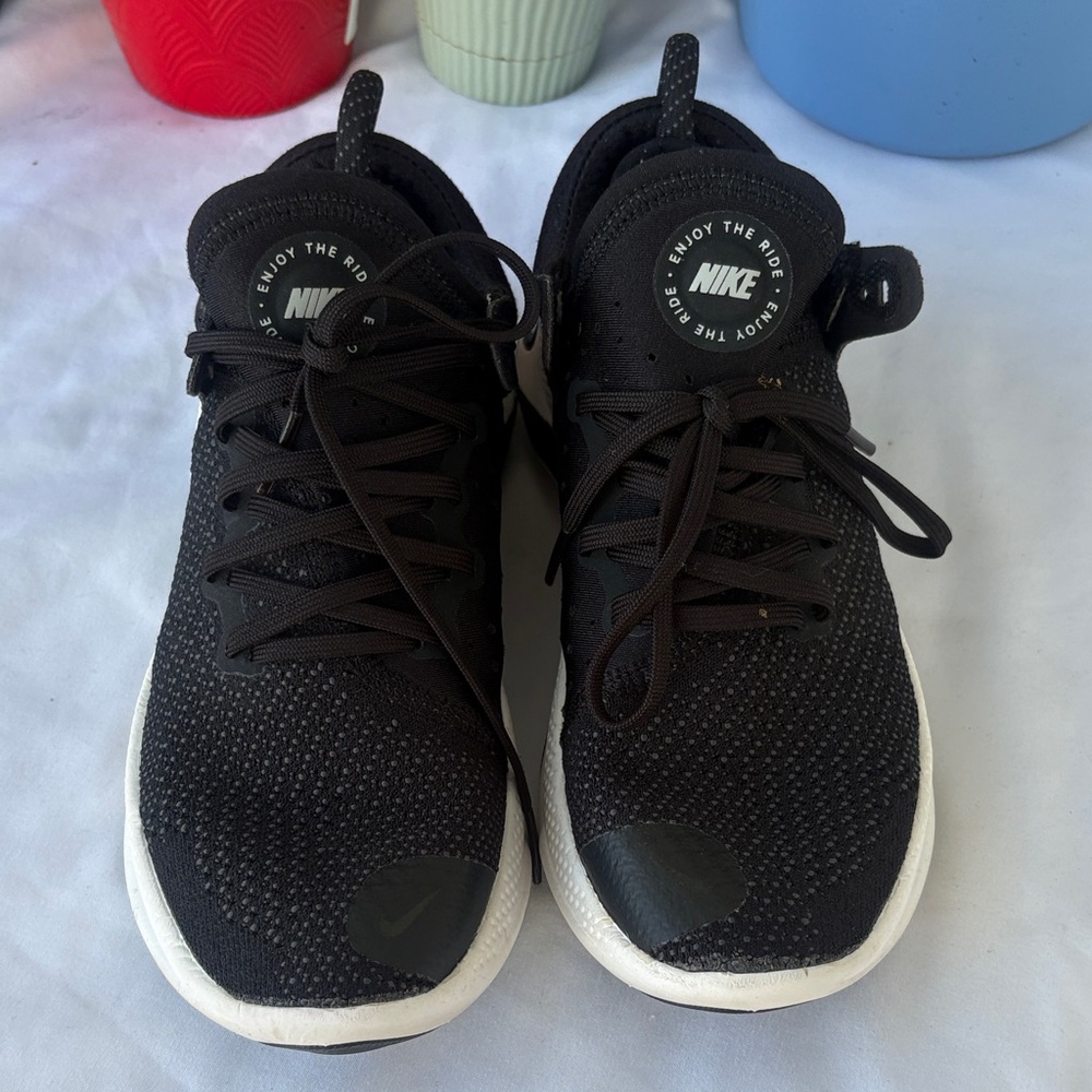Nike Black Knit Sneakers with White Soles